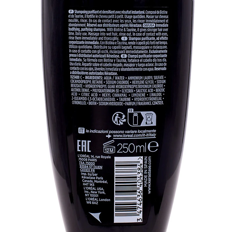 Kerastase Densifique Bain Densitè Homme 250ml - shampooing densifiant pour hommes cheveux fins et clairsemés