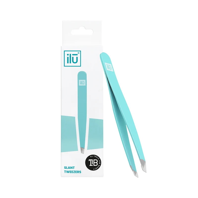 Ilū Make Up Tweezers Slant Turquoise - pinces à épiler