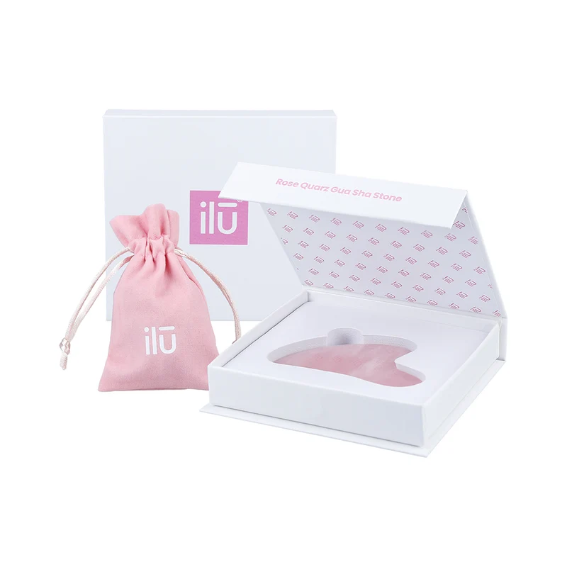 Ilū Make Up Rose Quartz Gua Sha Stone - ghua sha pierre de quartz rose