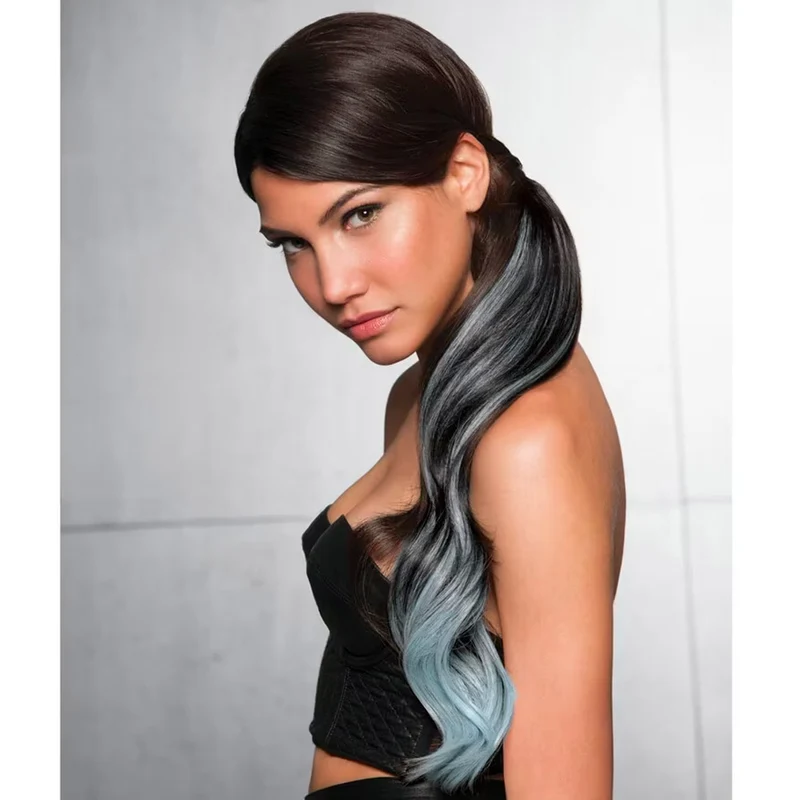 Hairdo Queue Color Splash Buttered Toast / Blue 58 cm - queue bleu clair sur blond foncé