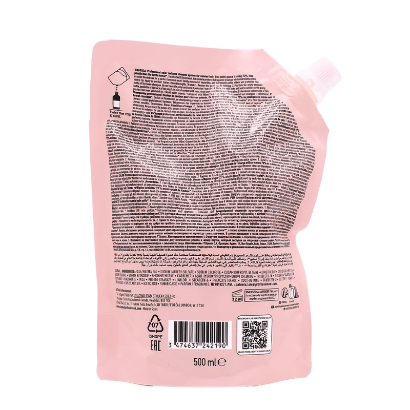 L'Oreal Proofessionnel Paris Serie Expert Vitamino Color Shampoo Refill 500ml -éco-recharge shampoing protection couleur