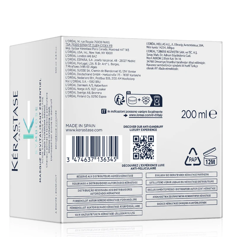 Kerastase Symbiose Masque Revitalisant Essential 200ml - masque intensif pour cheveux abîmés et cuir chevelu gras