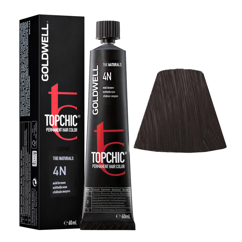 Goldwell Topchic Tube 4N Châtain Moyen 60ml - coloration permanente en tube