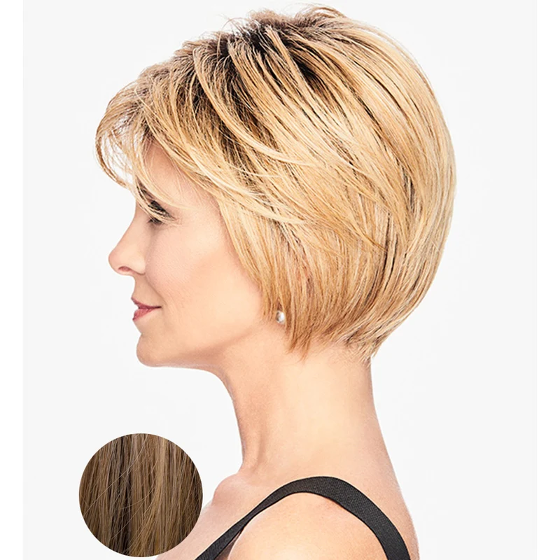 Hairdo Shattered Bob Perruque Bob Blond chaud avec racine brune