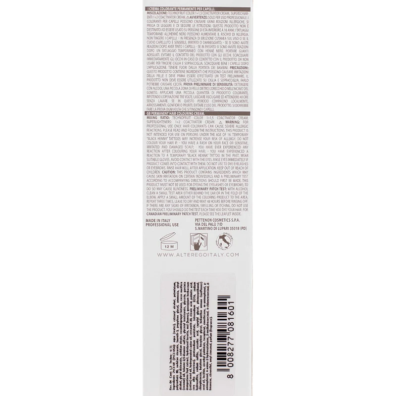 Alterego Technofruit Color 4/71 Châtain Marron Cendré 100ml - coloration permanente