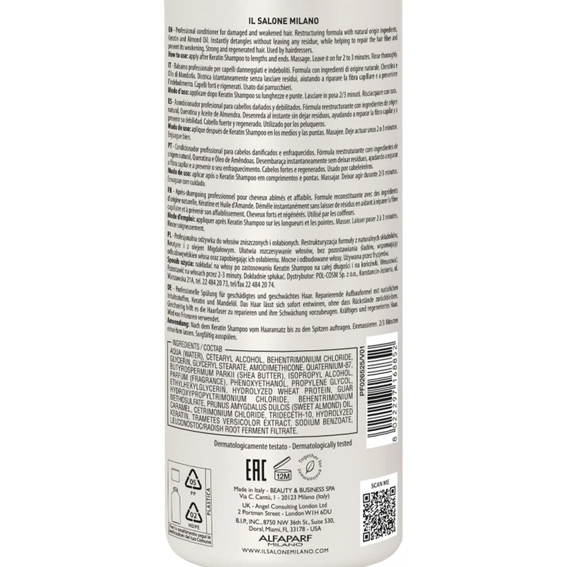 Il Salone Milano Keratin Conditioner 500ml - après-shampooing pour cheveux abîmés et fragilisés