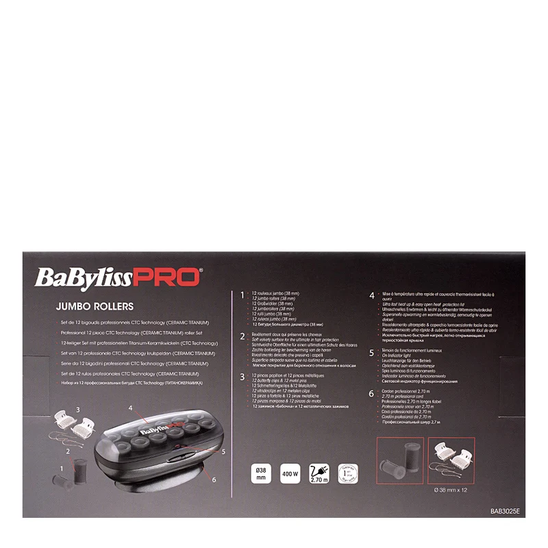 Babyliss Pro Set de 12 Bigoudis Chauffants BAB3025E