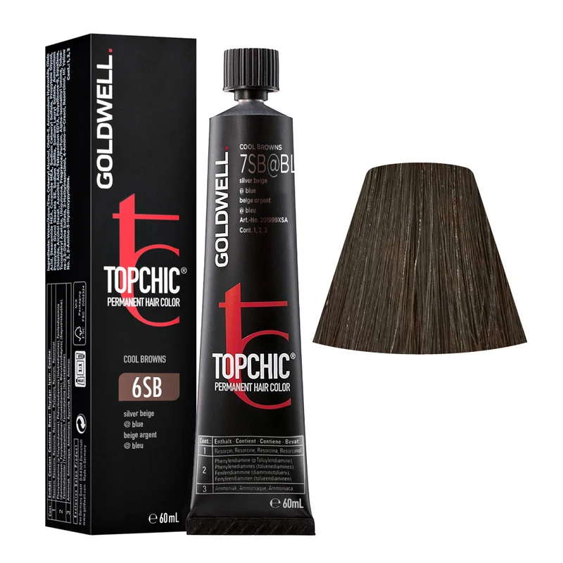 Goldwell Topchic Tube C6SB Brun Argent 60ml - coloration permanente en tube