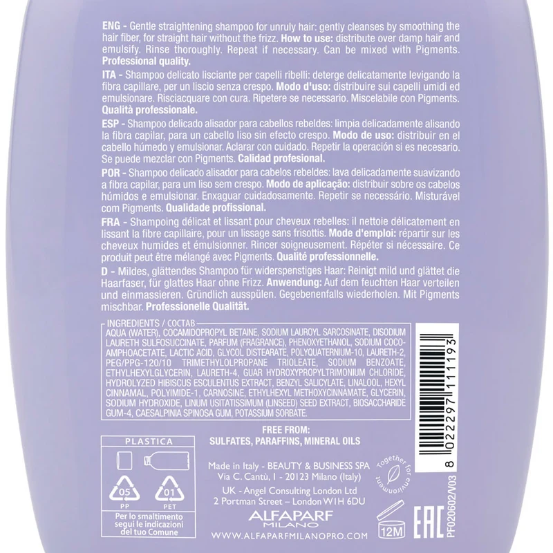 Alfaparf Milano Semi di Lino Smooth Smoothing Low Shampoo 250ml - shampoing lissant délicat