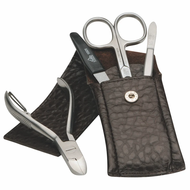 ERBE-MANICURE ETUI ROSTFREI BRAUN 4-TLG