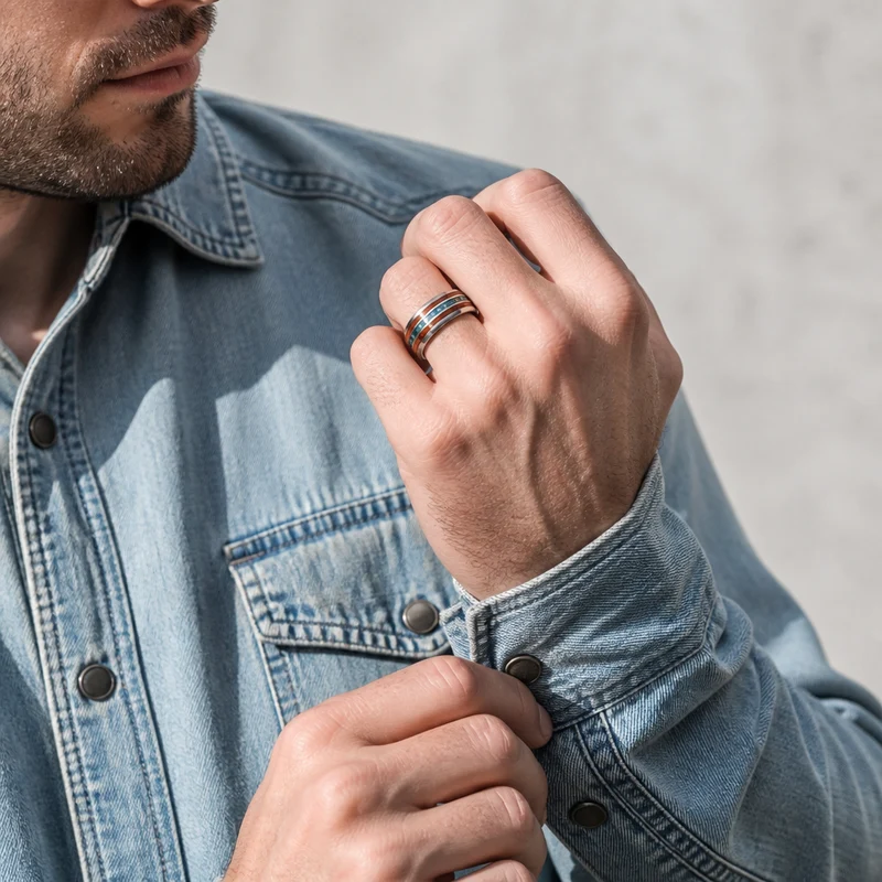 BAGUE ARGENT TURQUOISE ET BOIS