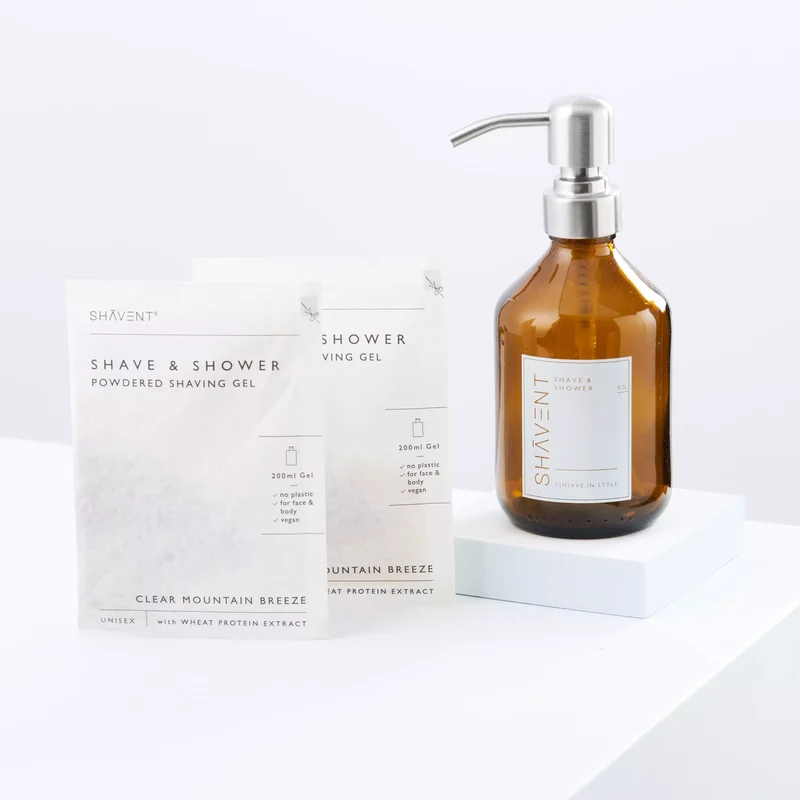 Set: SHAVENT Rasiergel-Spender + 2x SHAVE & SHOWER Shaving Gel