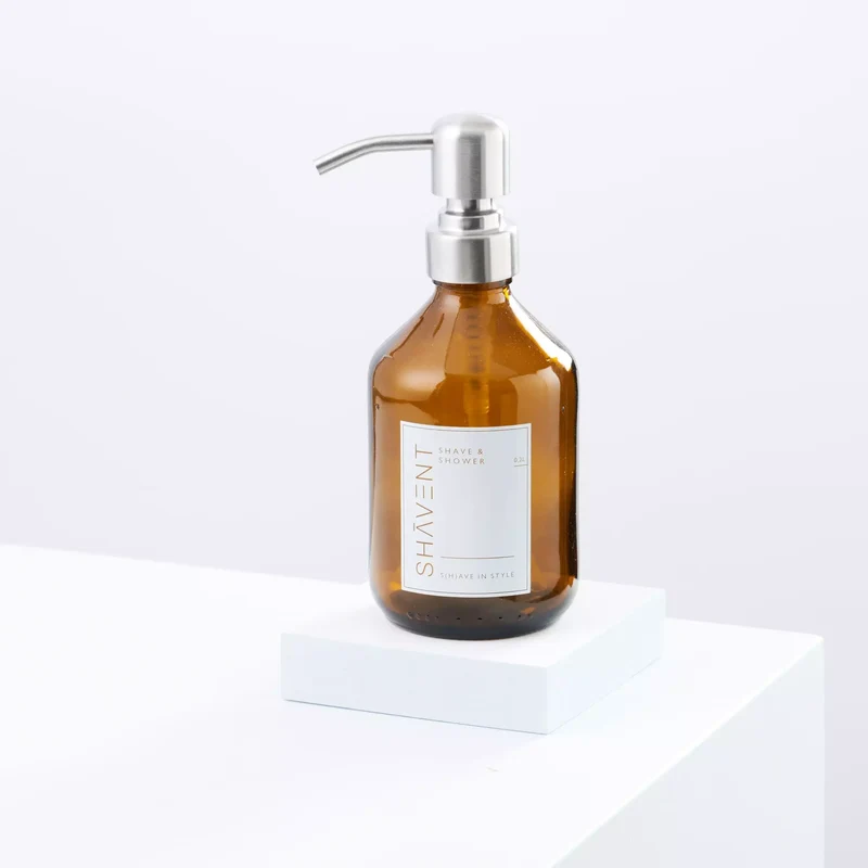 SHAVENT Rasiergel Spender - Glasflasche mit Pumpspender