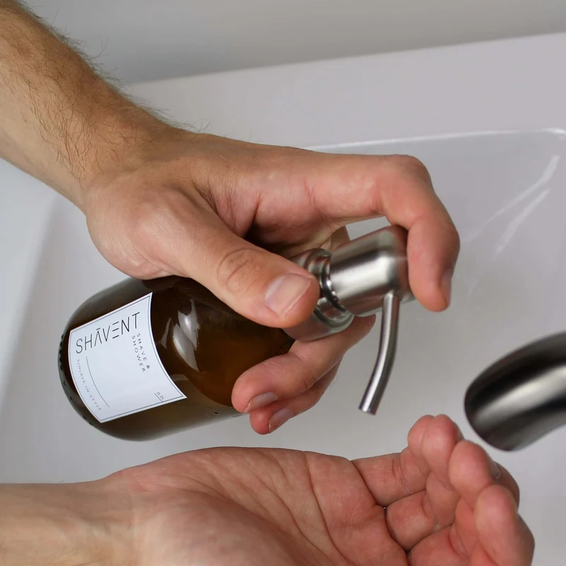 SHAVENT Rasiergel Spender - Glasflasche mit Pumpspender