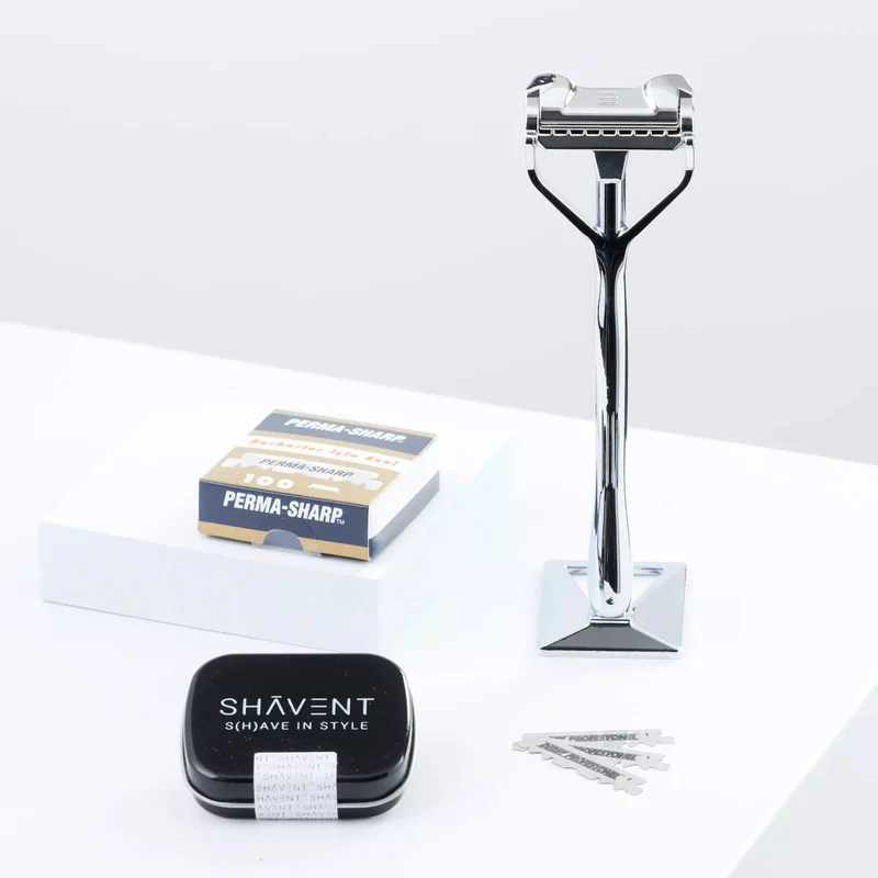 SHAVENT Original 2.0 starke Haare Set mit Perma Sharp Klingen - für Gesicht und Kopfrasur