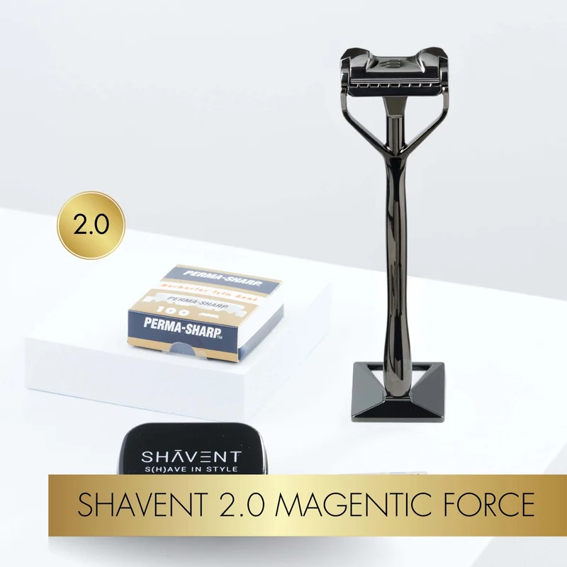 SHAVENT Original 2.0 starke Haare Set mit Perma Sharp Klingen - für Gesicht und Kopfrasur