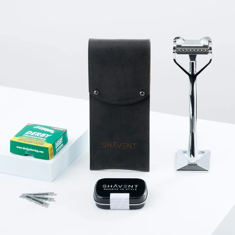 SHAVENT Original 2.0 Rasierer Reise-Set mit Ledertasche