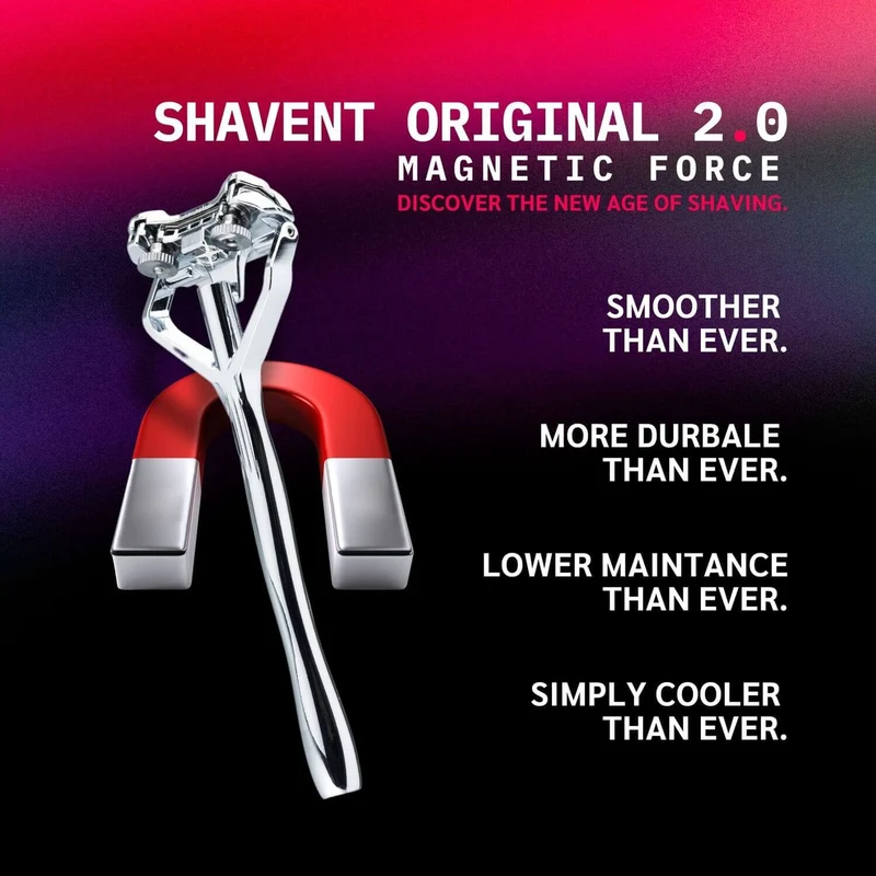 SHAVENT Original 2.0 - Magnetic Force - eleganter Schwingkopf-Rasierer aus Metall
