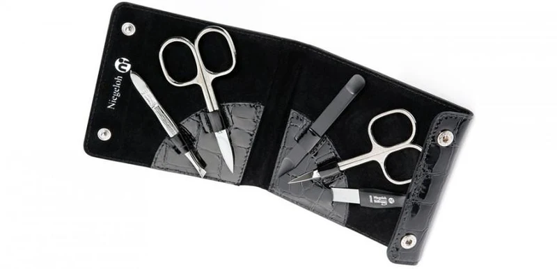 Maniküre Set Kroko, schwarz, 5tlg.