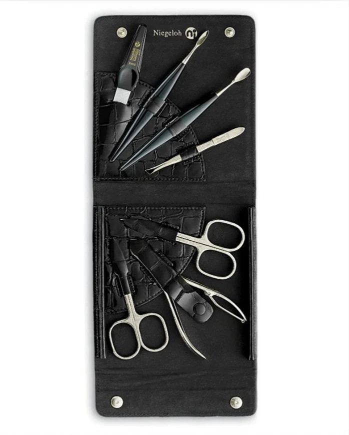 Maniküre Pediküre Set Kroko, schwarz, 7tlg.