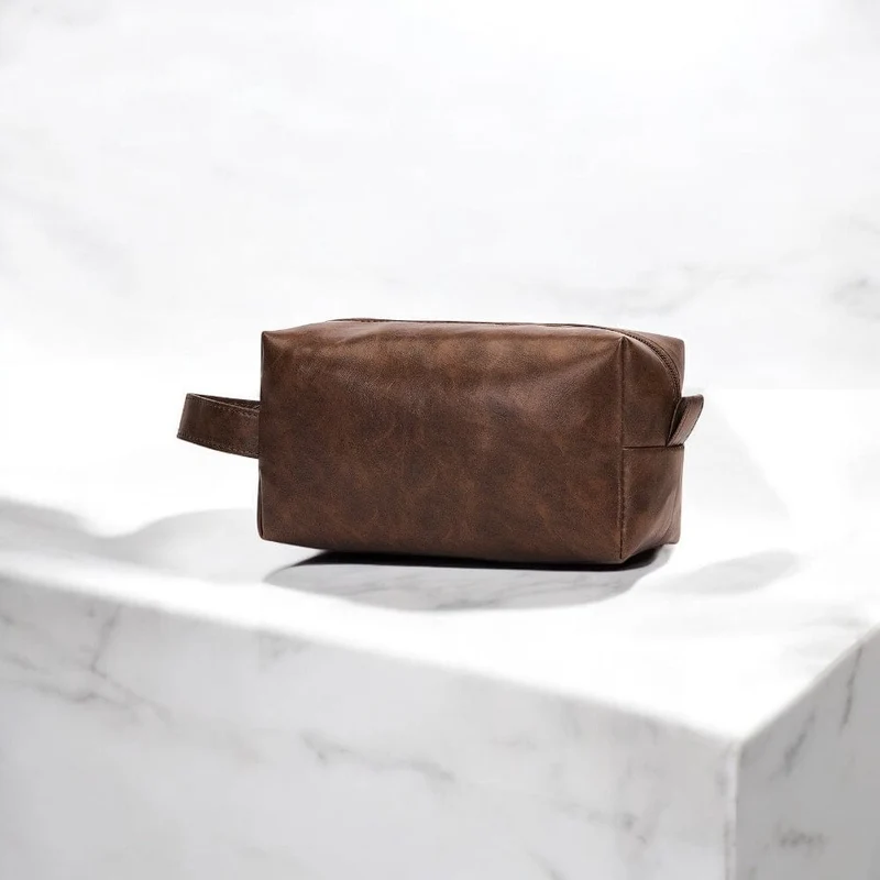 Trousse de toilette homme personnalisée cuir - Gravure prénom