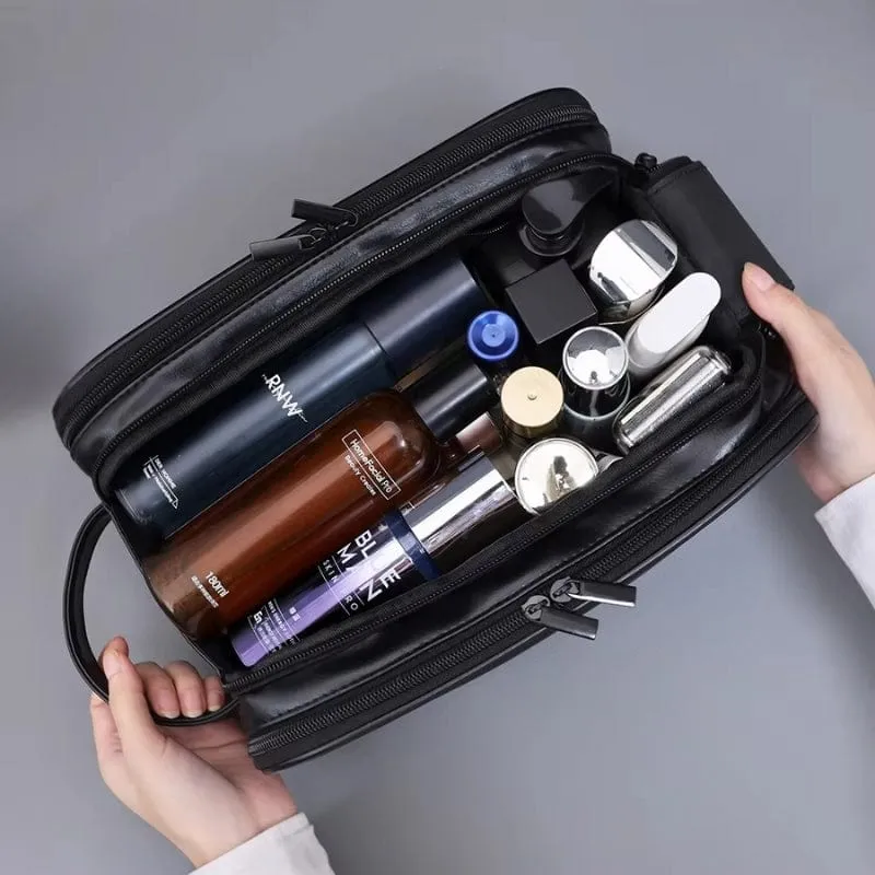 Grande Trousse de toilette homme cuir voyage – Double compartiment luxe