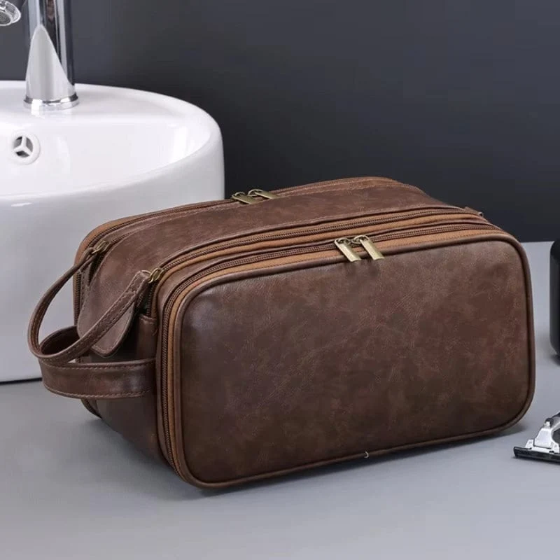Grande Trousse de toilette homme cuir voyage – Double compartiment luxe