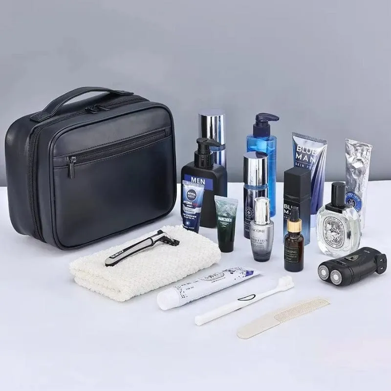 Trousse de toilette homme suspendue en cuir – Organisation et praticité