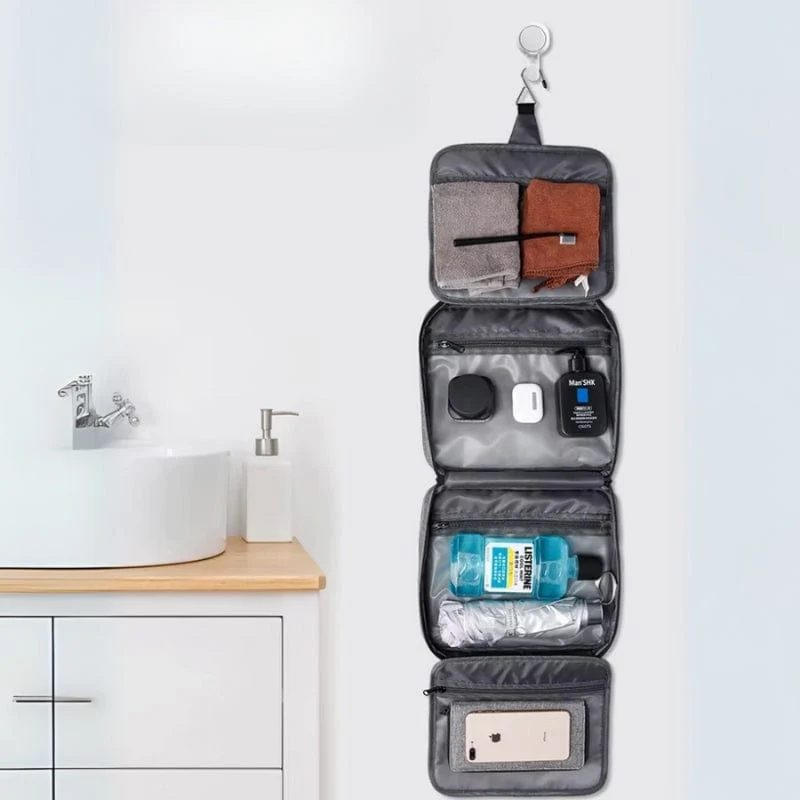 Grande trousse de toilette homme suspendue – Étanche et compartimentée