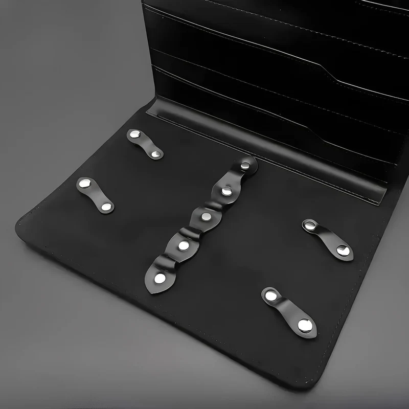 Étui à ciseaux en cuir Juntetsu - Rangement haut de gamme à 8 poches