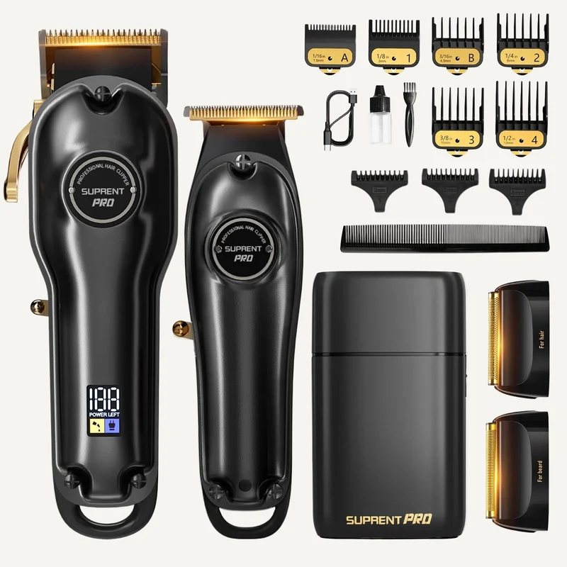 SUPRENT PRO Professional Hair Clipper and Trimmer Set with Foil Shaver- HC597BX