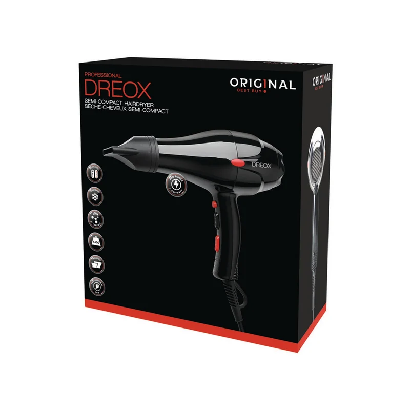 Sèche-Cheveux Semi-Compact Dreox Noir 2000W Original