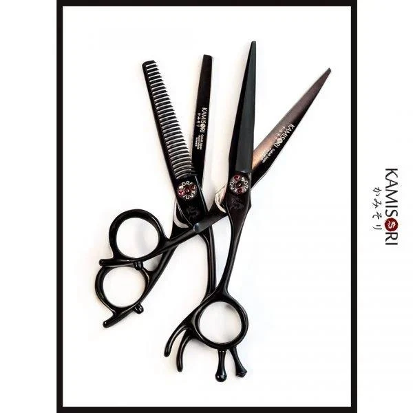 Kamisori Ensemble de ciseaux de coiffure Black Diamond III