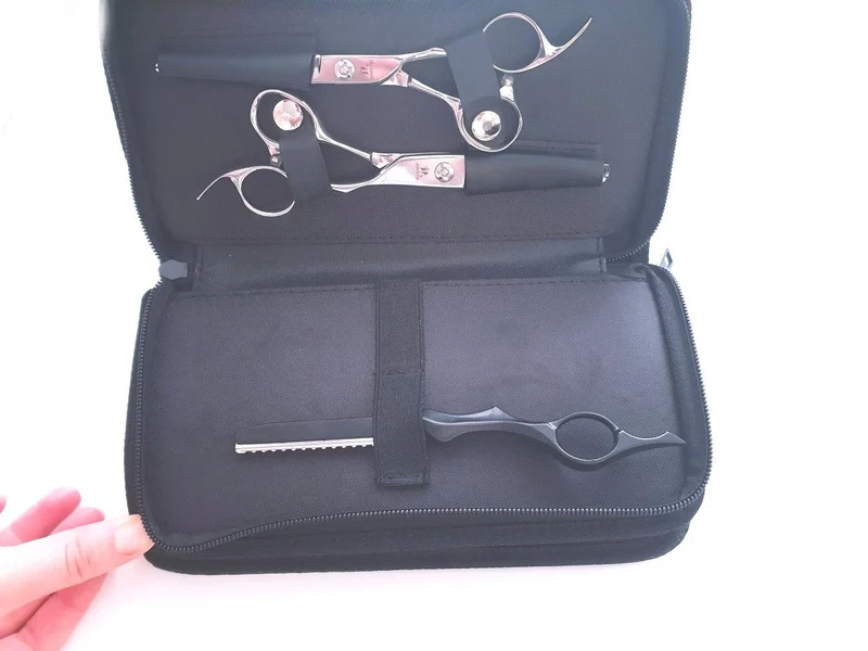 4pcs - Pochette à ciseaux en cuir noir