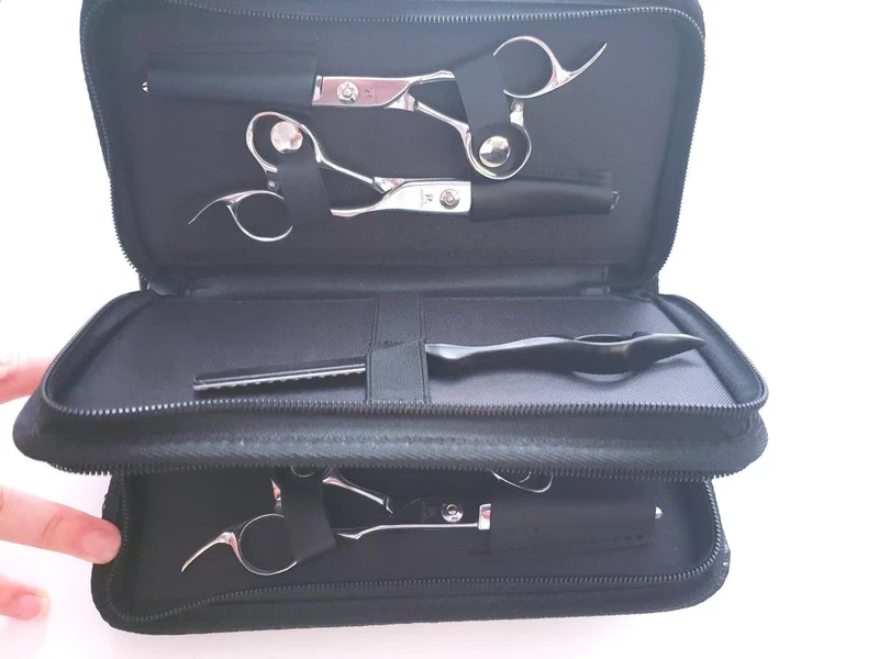 4pcs - Pochette à ciseaux en cuir noir