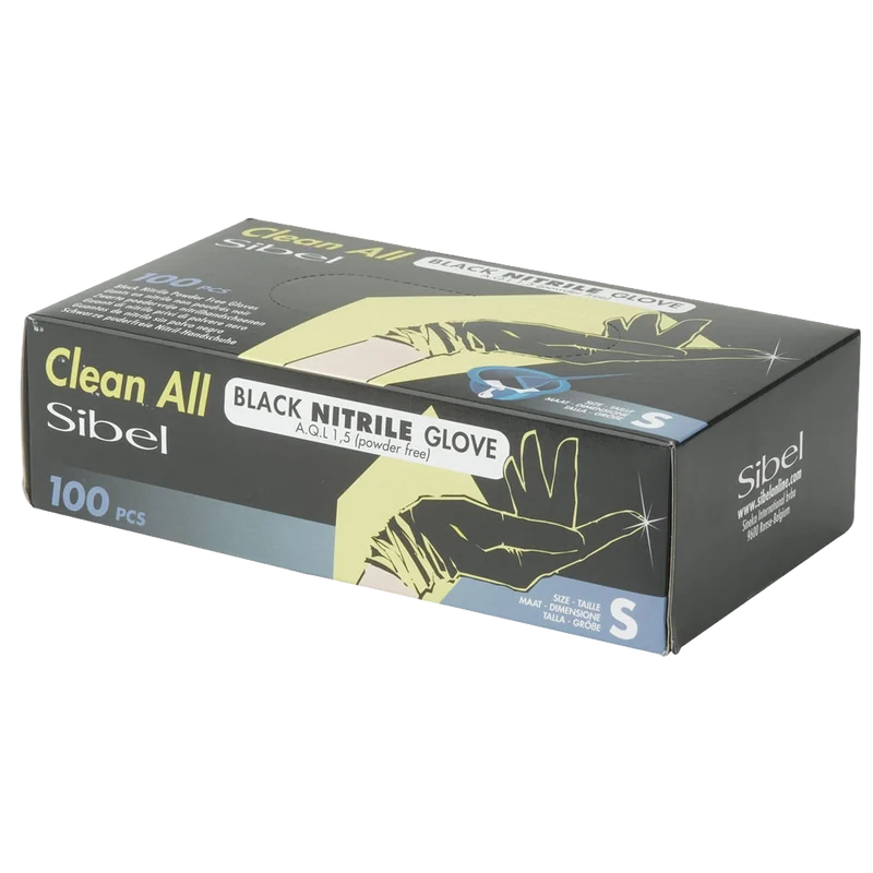 Gants Nitrile Aql 1,5 Noir Small 100 Pcs