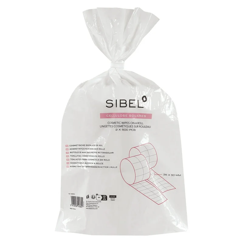 Lingettes cosmétiques carrées - 2 rouleaux de 500 pièces
