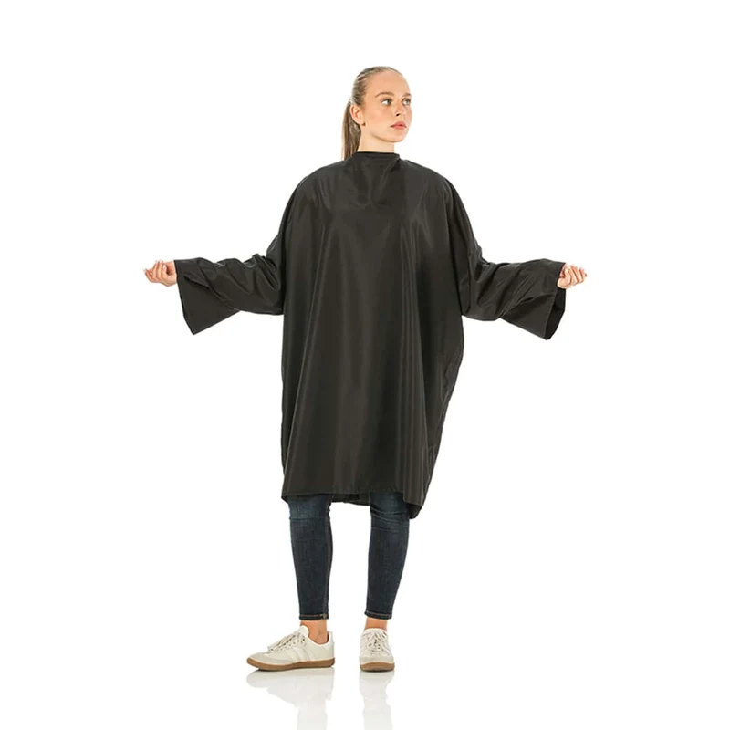 Peignoir Cape avec Manche Noir Fermeture à Velcro