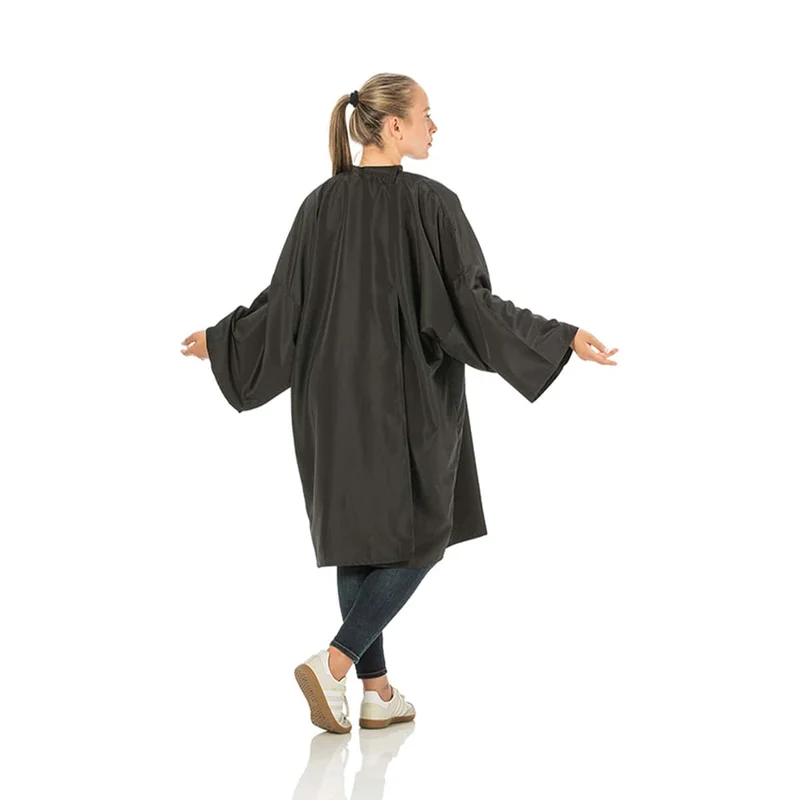 Peignoir Cape avec Manche Noir Fermeture à Velcro