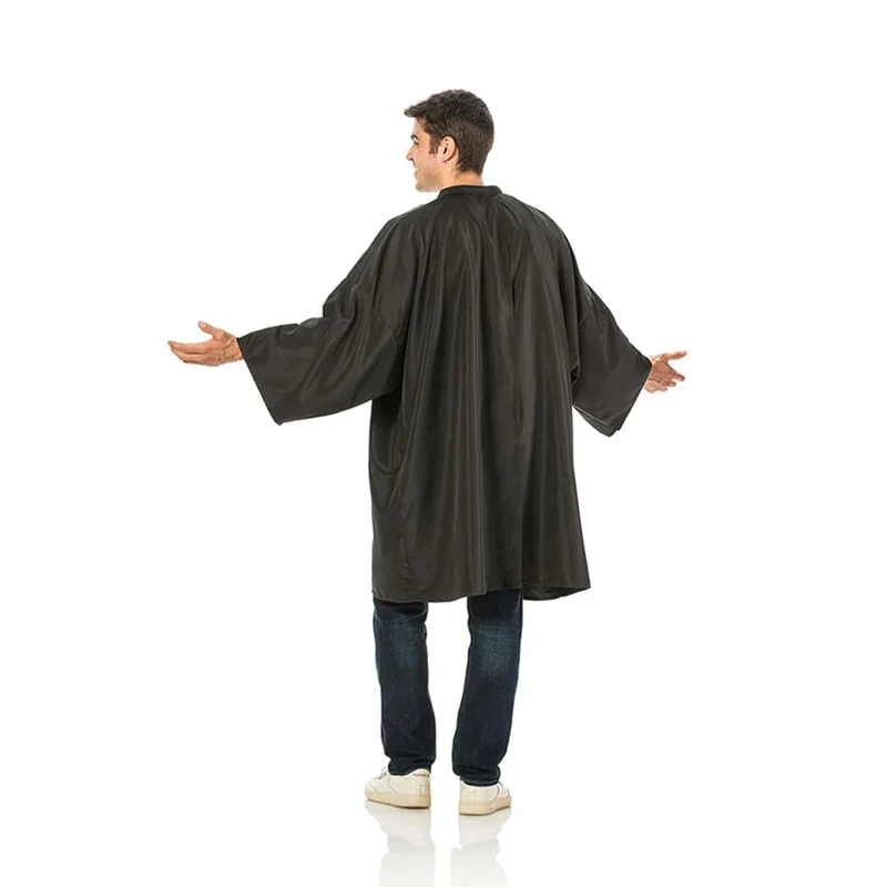 Peignoir Cape avec Manche Noir Fermeture à Velcro