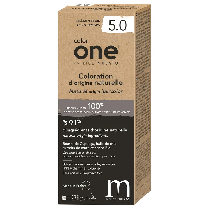 Coloration Naturelle 5.0 CHÂTAIN CLAIR Color One Mulato 80 ML
