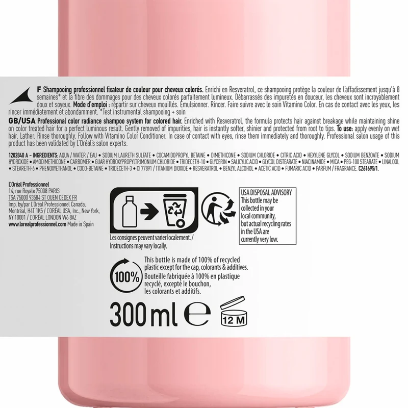 Shampoing Vitamino Color L'Oréal Pro 300 ML