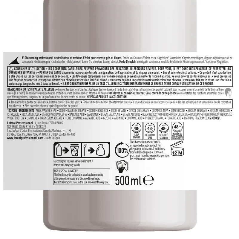 Shampoing Silver L'Oréal Professionnel 500 ML