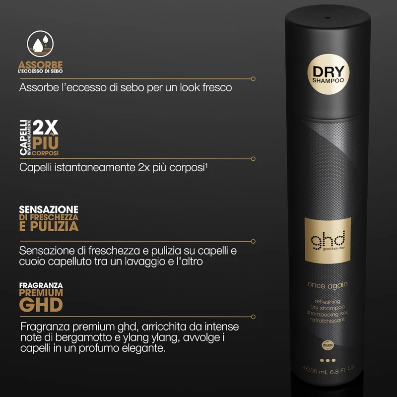Ghd Once Again Refreshing Dry Shampoo 200ml - shampooing sec rafraîchissant léger