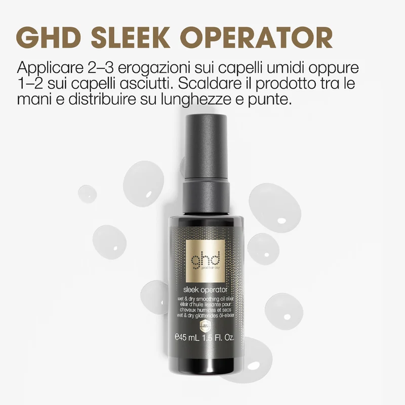 Ghd Sleek Operator Wet & Dry Smoothing Oil Elixir 45ml - huile nourrissante anti-frisottis