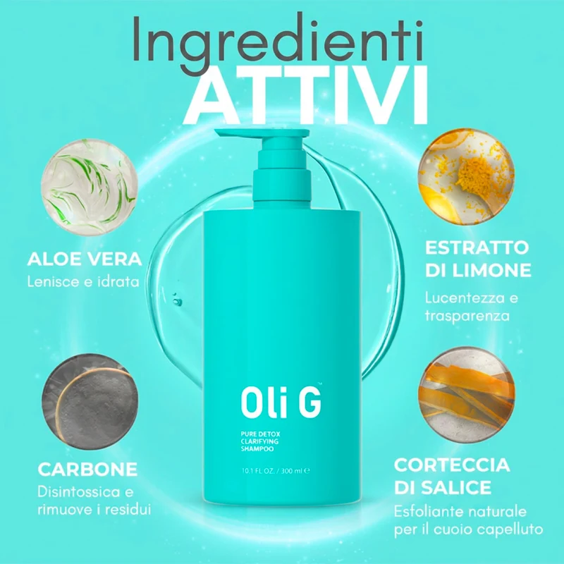 Oli G Atomic Pure Detox Clarifying Shampoo 300ml - shampoo nettoyage profond