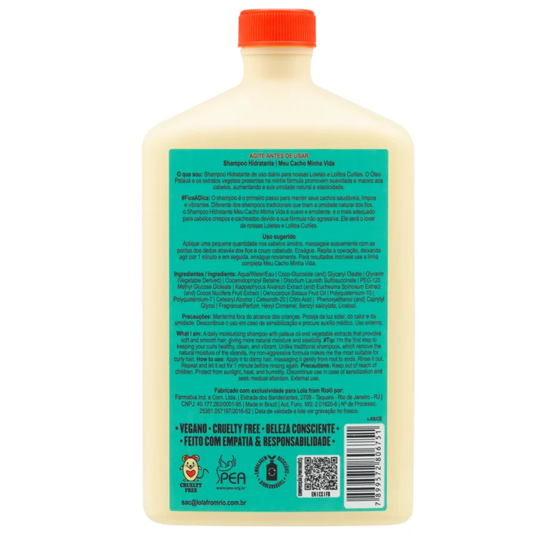Lola From Rio Meu Cacho Minha Vida Shampoo 500ml - shampoing hydratant usage quotidien