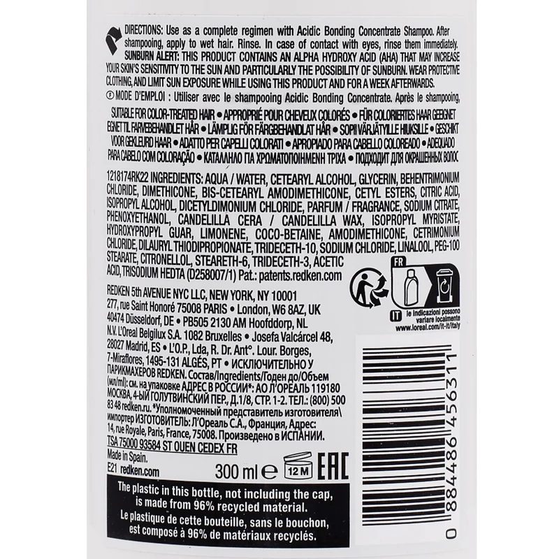 Redken Acidic Bonding Concentrate Conditioner 300ml - conditionneur fortifiant pour cheveux abîmés