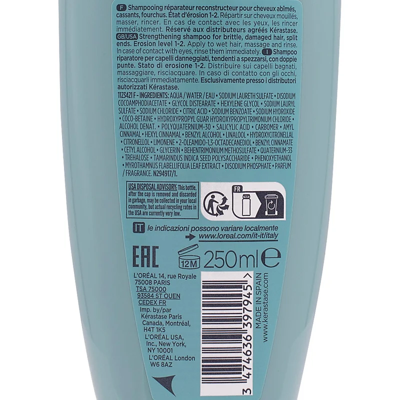 Kerastase Résistance Bain Force Architecte 250ml- shampooing pour cheveux fragilisés