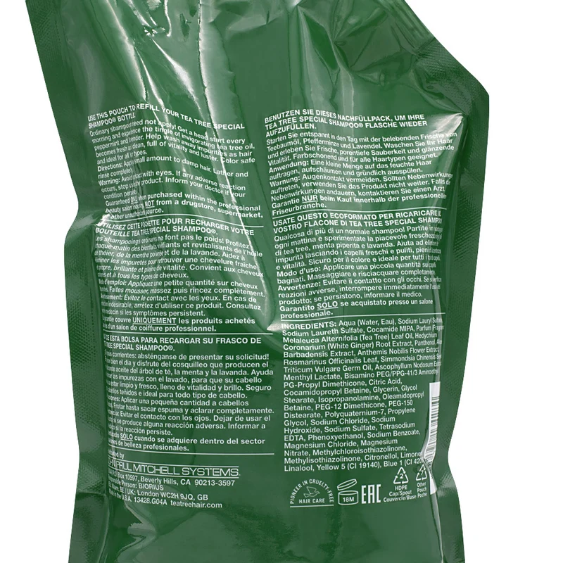 Paul Mitchell Tea Tree Special Shampoo Refill 1000ml - shampooing tonifiant éco-recharge